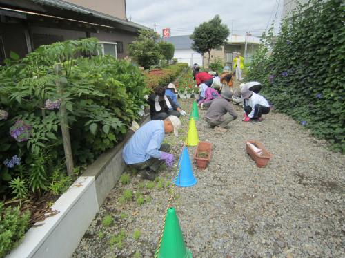 三中地区公民館敷地内の草取り作業を実施しました